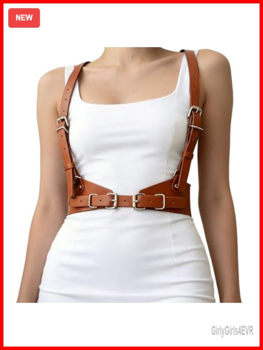 PU Leather Harness Belt Suspenders Adjustable Punk Waist Streetwear